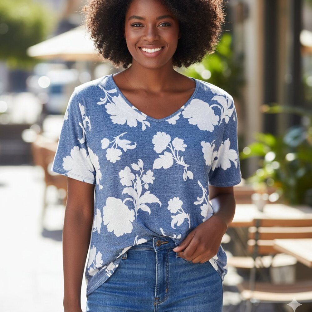 Amana Blue White Blouse P2P 22"